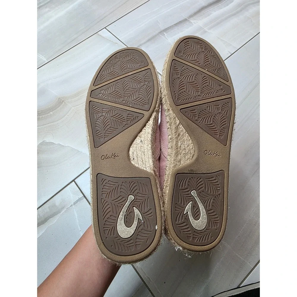 Olukai Kaula Pa'a Kapa Pink Espadrille Slip On Shoes 20449-4L4L‎ Womens 8 A3